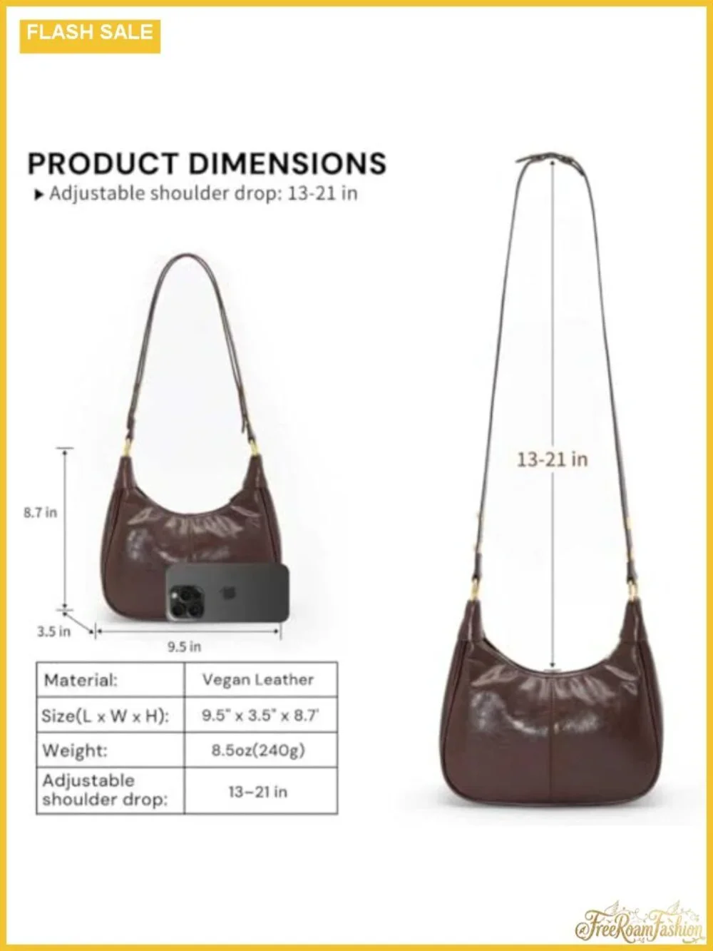 Small Hobo Purse for Women Retro Crescent Shoulder Bag Vegan Leather